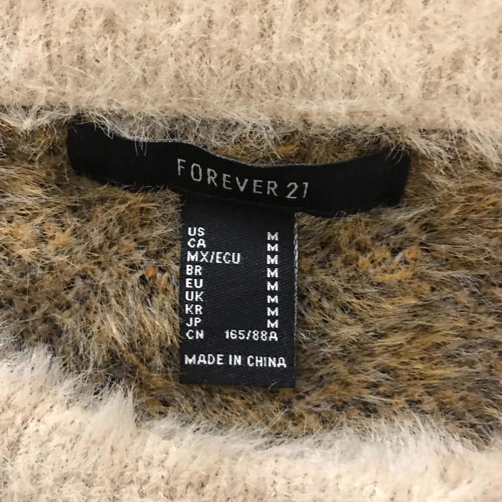Forever 21 Cream and Brown Fuzzy Sweater - Picture 10 of 10